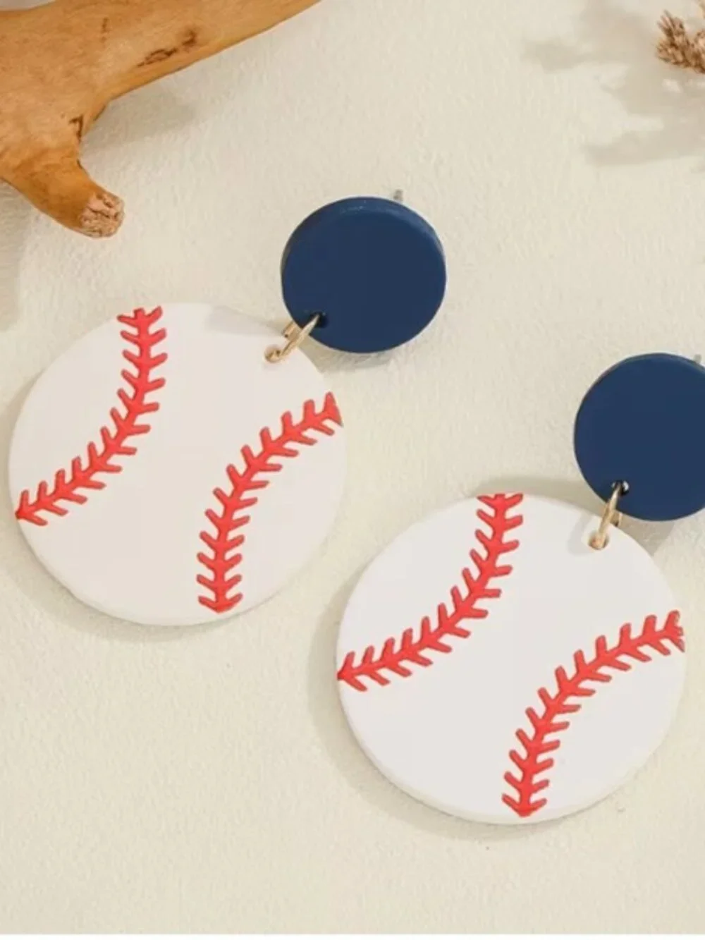 Red, White & Blue Baseball Statement Dangle Earrings (NEW & PRETTY!)